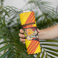 Personalized Andorra Skinny Tumbler The Grandalla Flowers With Symbol - Wonder Print Shop