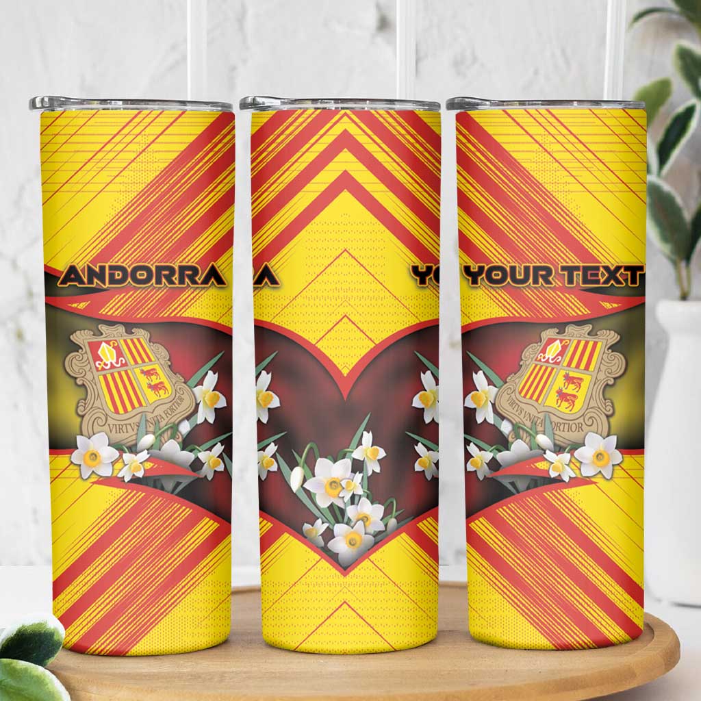 Personalized Andorra Skinny Tumbler The Grandalla Flowers With Symbol - Wonder Print Shop