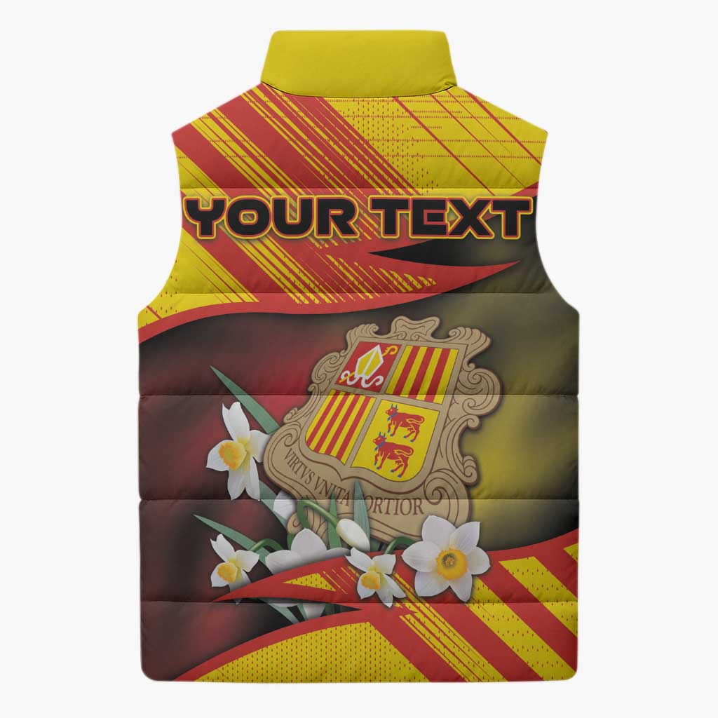 Personalized Andorra Sleeveless Puffer Jacket The Grandalla Flowers With Symbol - Wonder Print Shop