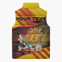 Personalized Andorra Sleeveless Puffer Jacket The Grandalla Flowers With Symbol - Wonder Print Shop