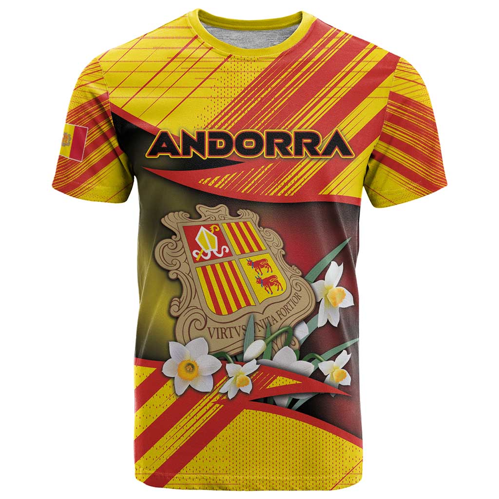 Personalized Andorra T Shirt The Grandalla Flowers With Symbol - Wonder Print Shop