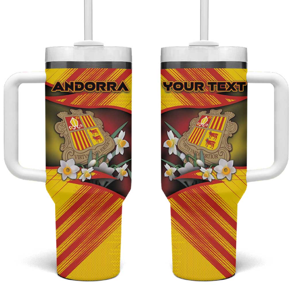 Personalized Andorra Tumbler With Handle The Grandalla Flowers With Symbol - Wonder Print Shop