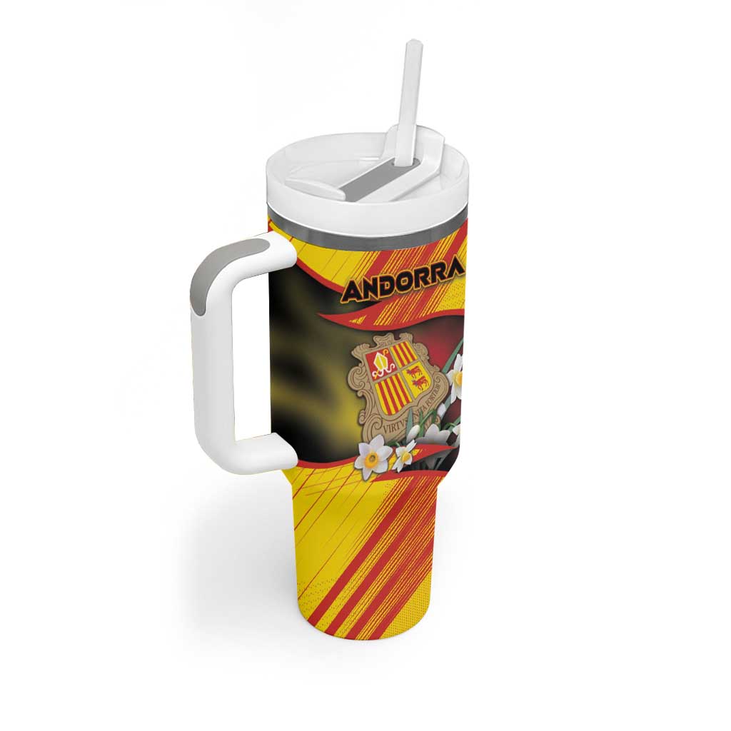 Personalized Andorra Tumbler With Handle The Grandalla Flowers With Symbol - Wonder Print Shop