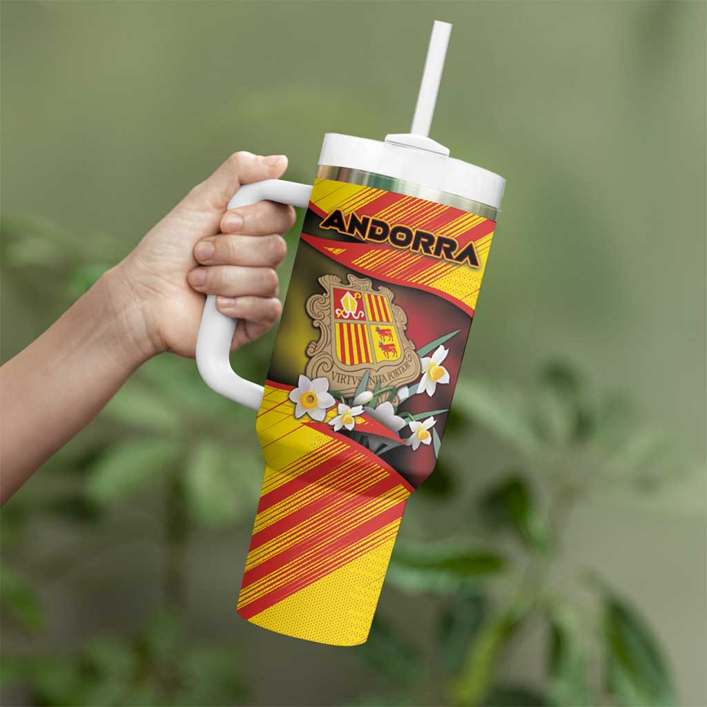 Personalized Andorra Tumbler With Handle The Grandalla Flowers With Symbol - Wonder Print Shop