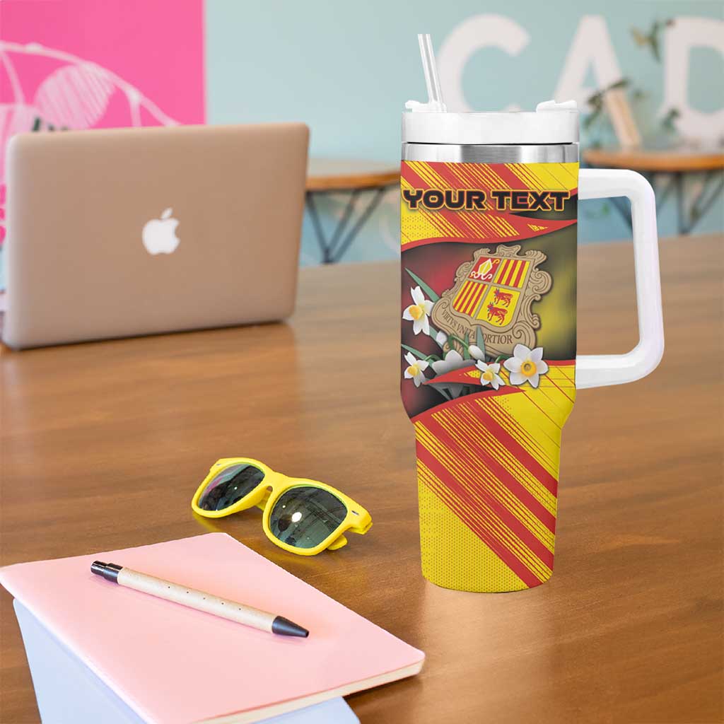 Personalized Andorra Tumbler With Handle The Grandalla Flowers With Symbol - Wonder Print Shop