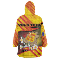 Personalized Andorra Wearable Blanket Hoodie The Grandalla Flowers With Symbol - Wonder Print Shop