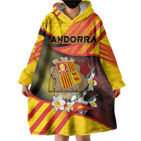 Personalized Andorra Wearable Blanket Hoodie The Grandalla Flowers With Symbol - Wonder Print Shop
