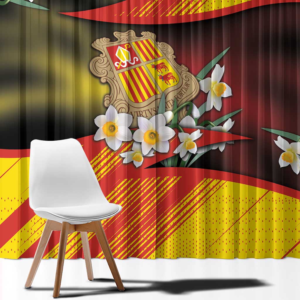 Andorra Window Curtain The Grandalla Flowers With Symbol - Wonder Print Shop