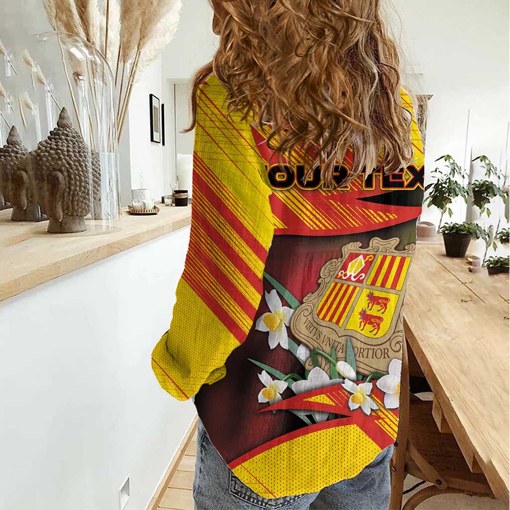 Personalized Andorra Women Casual Shirt The Grandalla Flowers With Symbol - Wonder Print Shop