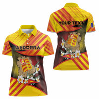 Personalized Andorra Women Polo Shirt The Grandalla Flowers With Symbol - Wonder Print Shop