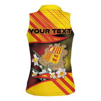 Personalized Andorra Women Sleeveless Polo Shirt The Grandalla Flowers With Symbol - Wonder Print Shop