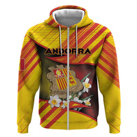 Personalized Andorra Zip Hoodie The Grandalla Flowers With Symbol - Wonder Print Shop