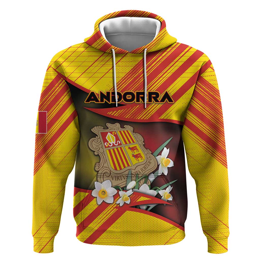 Personalized Andorra Zip Hoodie The Grandalla Flowers With Symbol - Wonder Print Shop