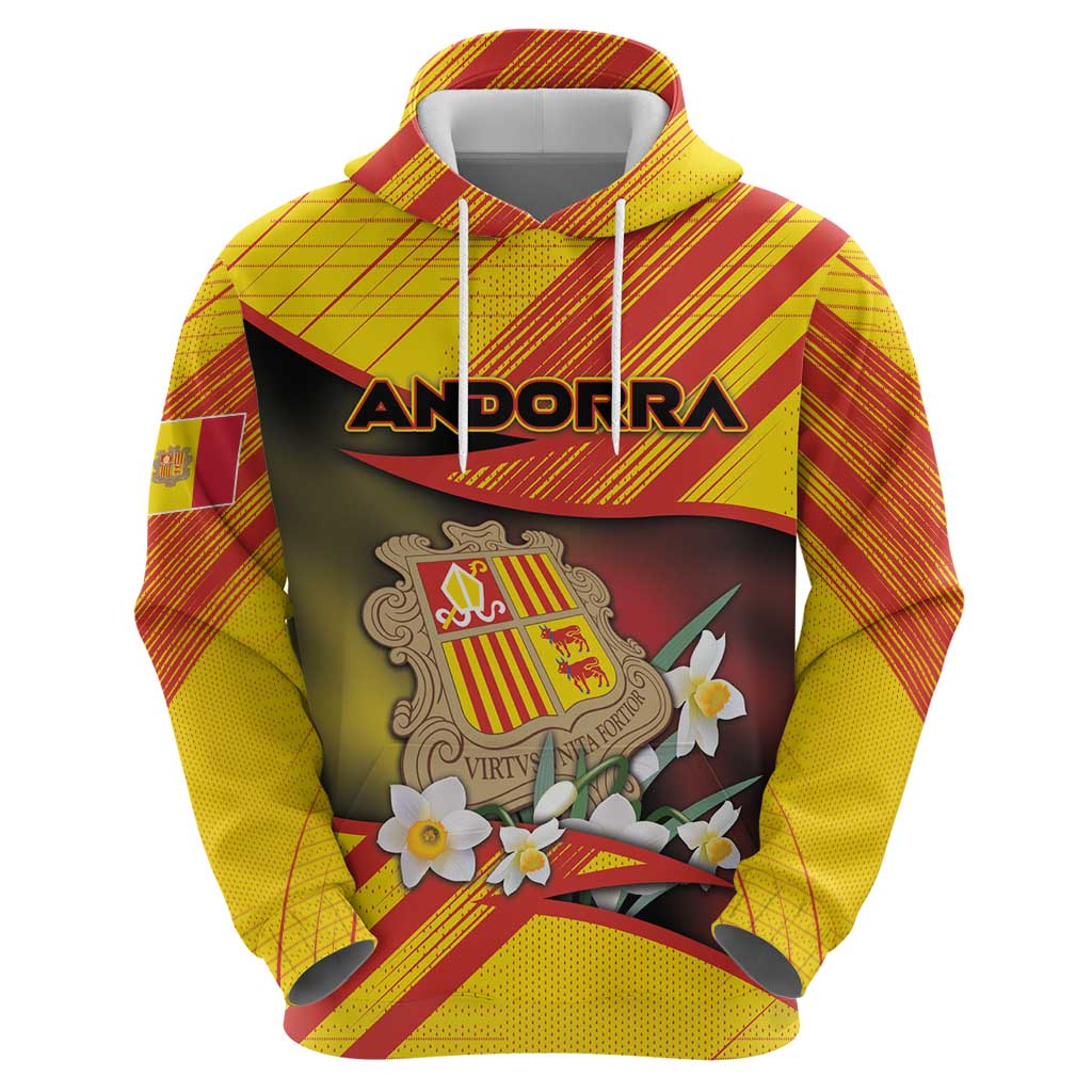 Personalized Andorra Zip Hoodie The Grandalla Flowers With Symbol - Wonder Print Shop