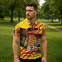 Personalized Andorra Zipper Polo Shirt The Grandalla Flowers With Symbol - Wonder Print Shop