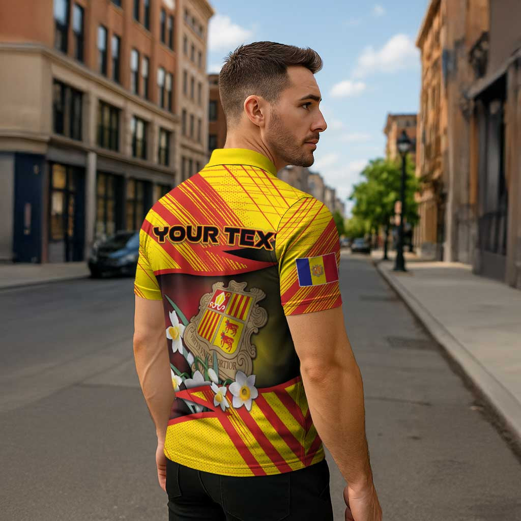 Personalized Andorra Zipper Polo Shirt The Grandalla Flowers With Symbol - Wonder Print Shop