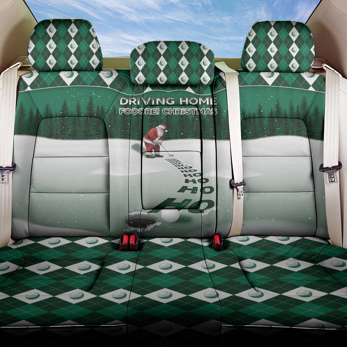 Golf Christmas Back Car Seat Cover Driving Home Fooore Xmas - Wonder Print Shop