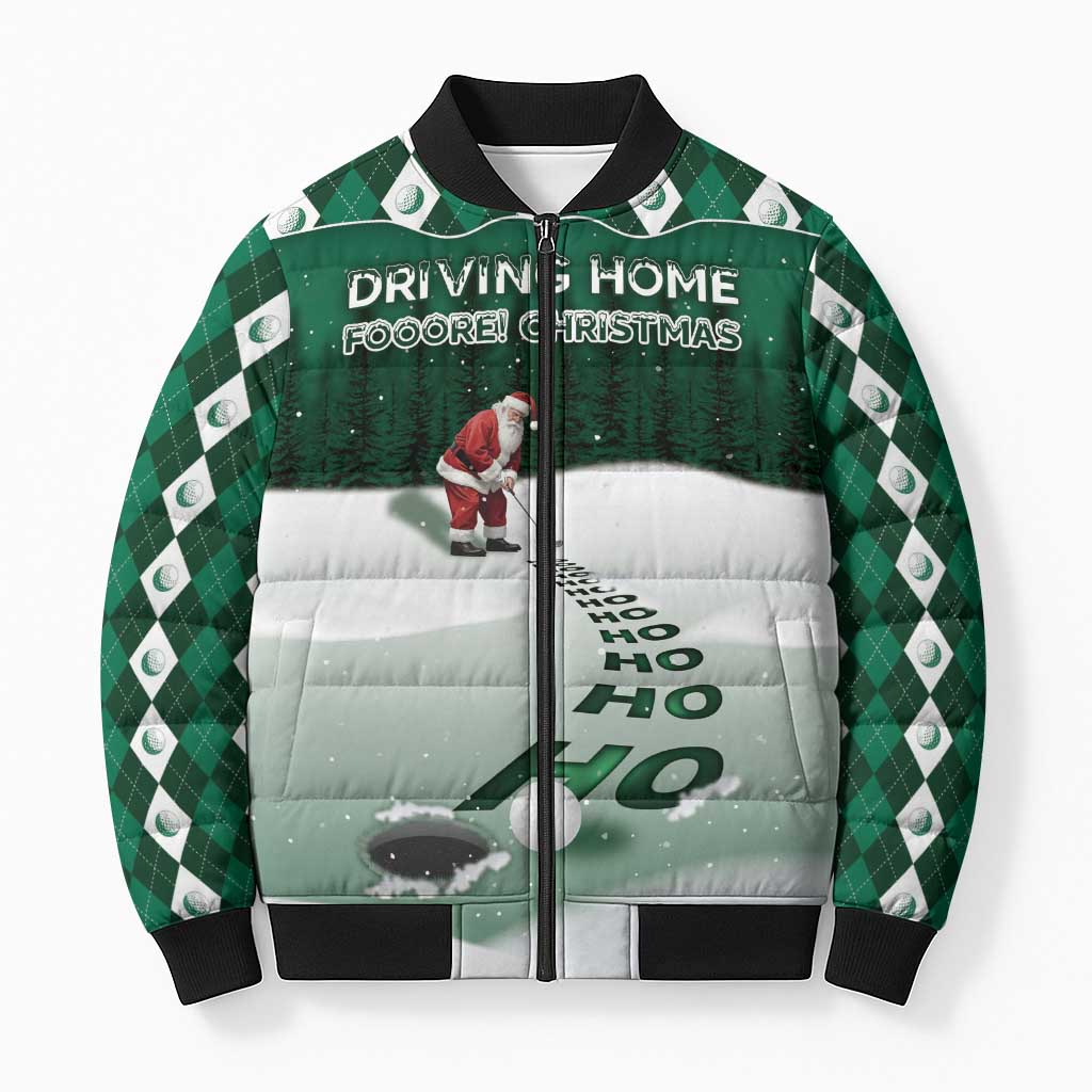 Golf Christmas Bomber Puffer Jacket Driving Home Fooore Xmas - Wonder Print Shop