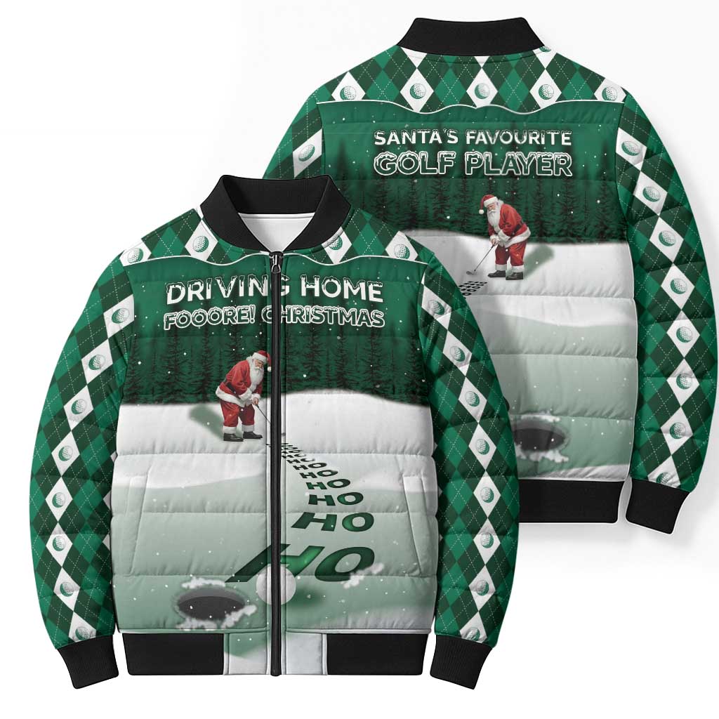 Golf Christmas Bomber Puffer Jacket Driving Home Fooore Xmas - Wonder Print Shop