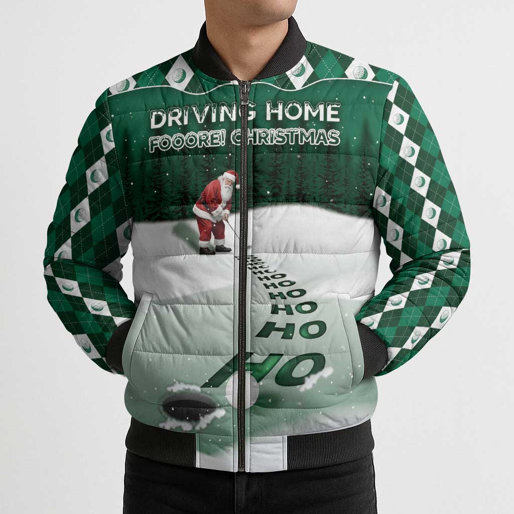 Golf Christmas Bomber Puffer Jacket Driving Home Fooore Xmas - Wonder Print Shop