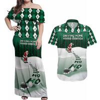 Golf Christmas Couples Matching Off Shoulder Maxi Dress and Hawaiian Shirt Driving Home Fooore Xmas - Wonder Print Shop