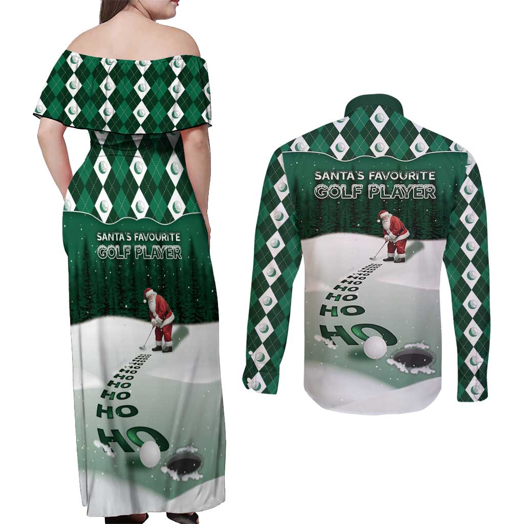 Golf Christmas Couples Matching Off Shoulder Maxi Dress and Long Sleeve Button Shirt Driving Home Fooore Xmas - Wonder Print Shop