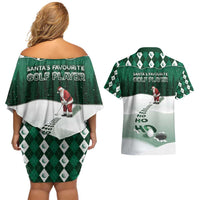 Golf Christmas Couples Matching Off Shoulder Short Dress and Hawaiian Shirt Driving Home Fooore Xmas - Wonder Print Shop