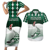 Golf Christmas Couples Matching Short Sleeve Bodycon Dress and Hawaiian Shirt Driving Home Fooore Xmas - Wonder Print Shop