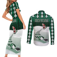 Golf Christmas Couples Matching Short Sleeve Bodycon Dress and Long Sleeve Button Shirt Driving Home Fooore Xmas - Wonder Print Shop