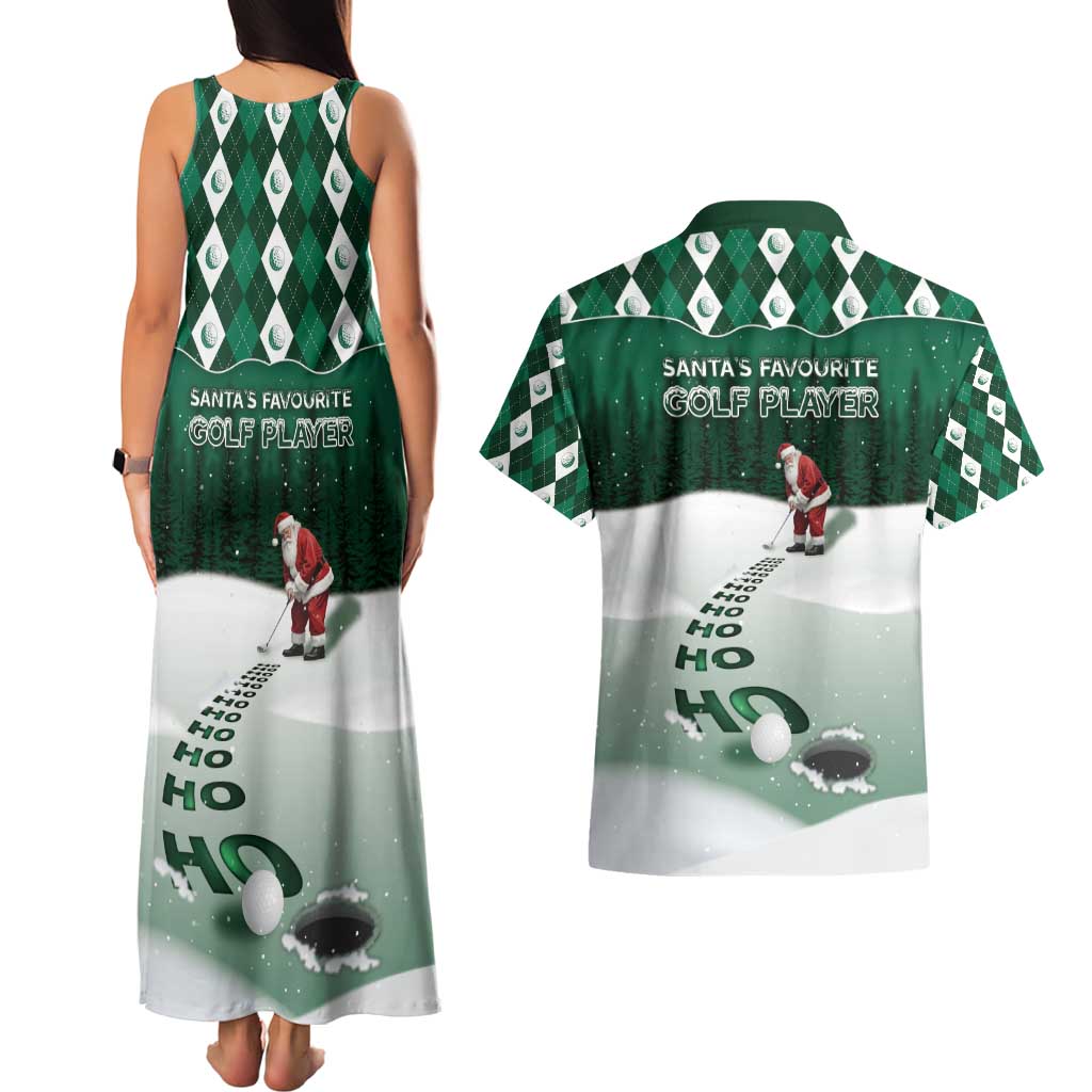 Golf Christmas Couples Matching Tank Maxi Dress and Hawaiian Shirt Driving Home Fooore Xmas - Wonder Print Shop