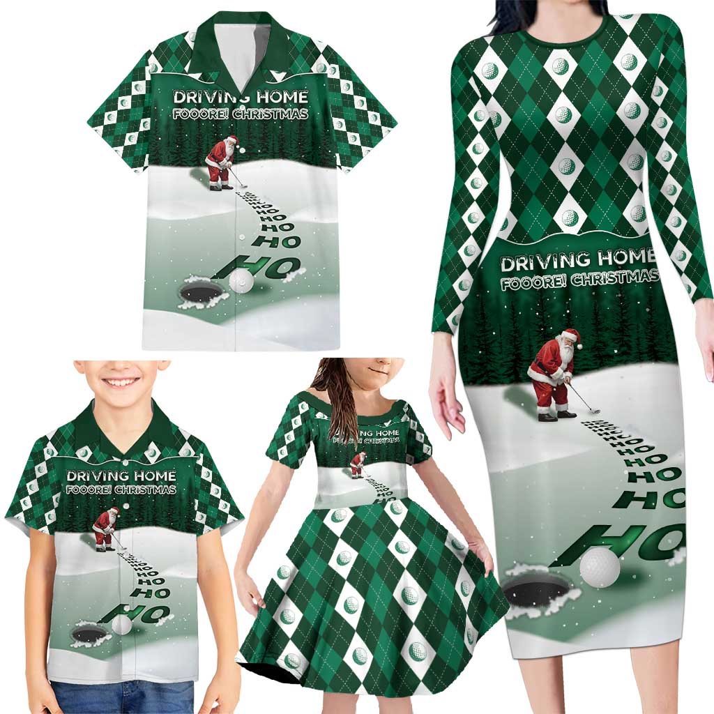 Golf Christmas Family Matching Long Sleeve Bodycon Dress and Hawaiian Shirt Driving Home Fooore Xmas - Wonder Print Shop