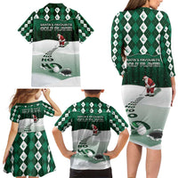 Golf Christmas Family Matching Long Sleeve Bodycon Dress and Hawaiian Shirt Driving Home Fooore Xmas - Wonder Print Shop