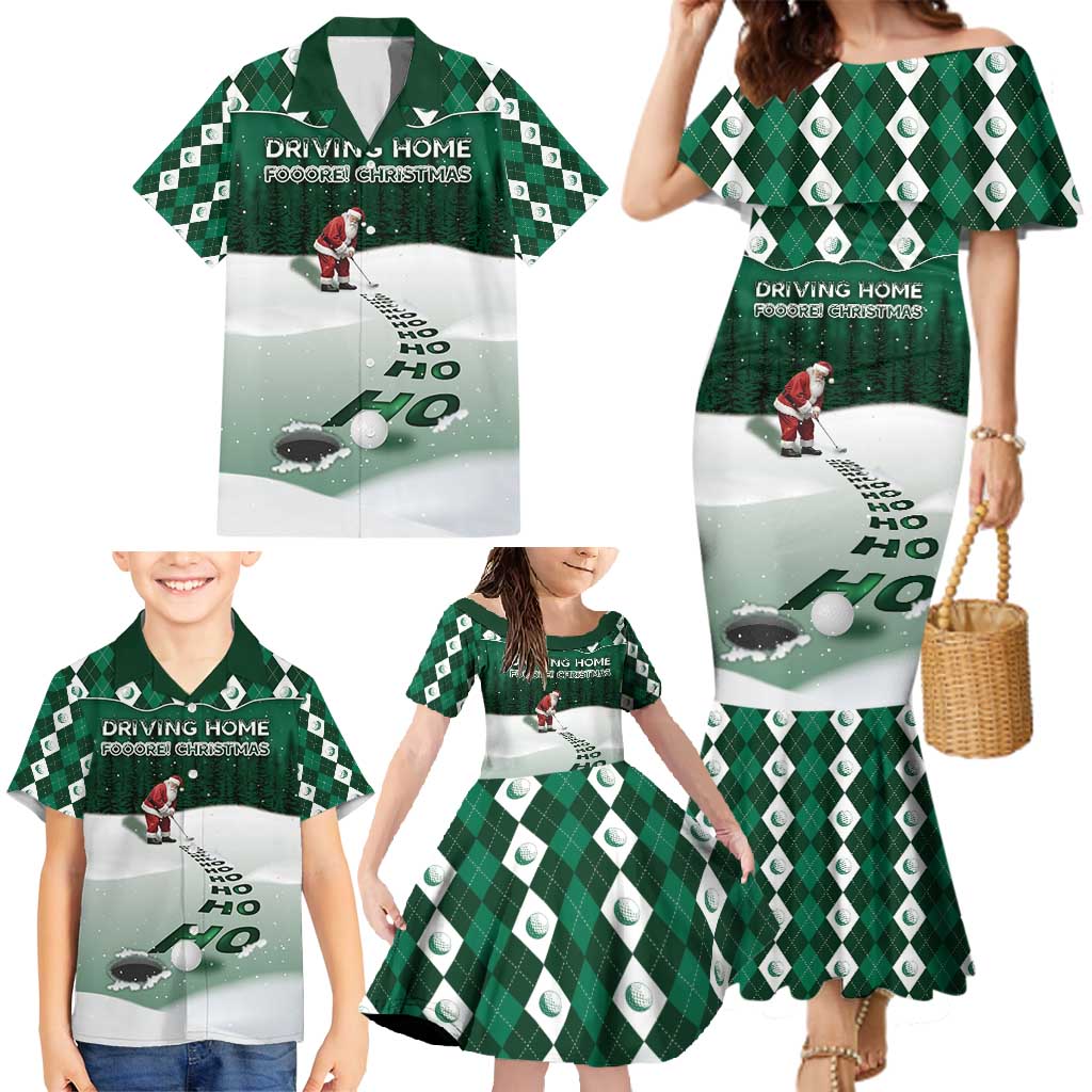 Golf Christmas Family Matching Mermaid Dress and Hawaiian Shirt Driving Home Fooore Xmas - Wonder Print Shop