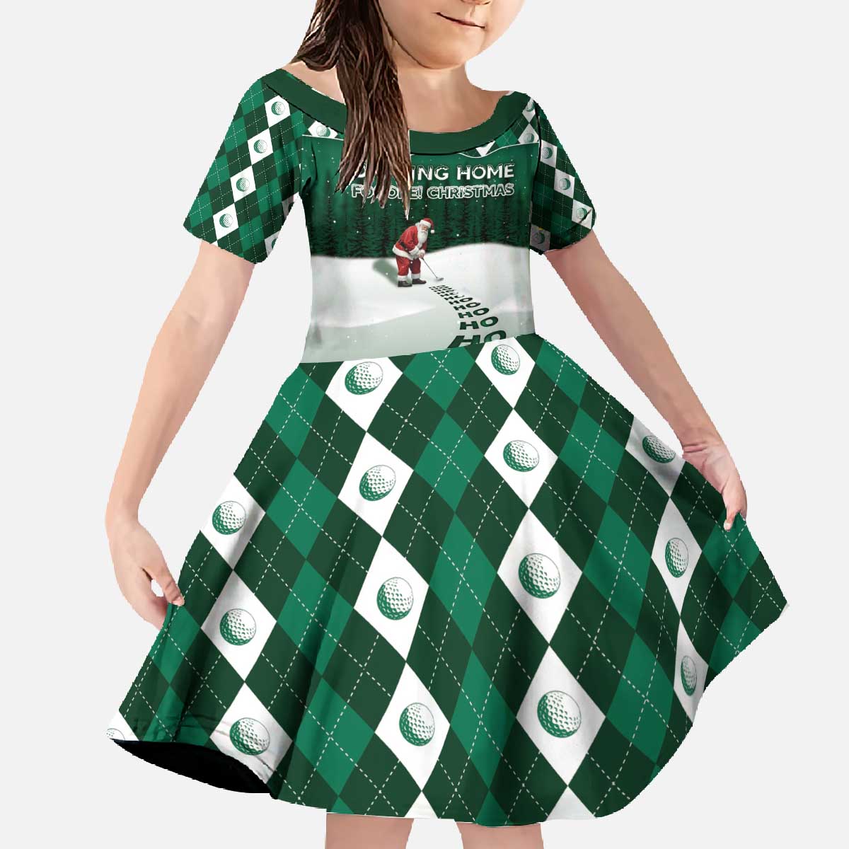 Golf Christmas Family Matching Off The Shoulder Long Sleeve Dress and Hawaiian Shirt Driving Home Fooore Xmas - Wonder Print Shop