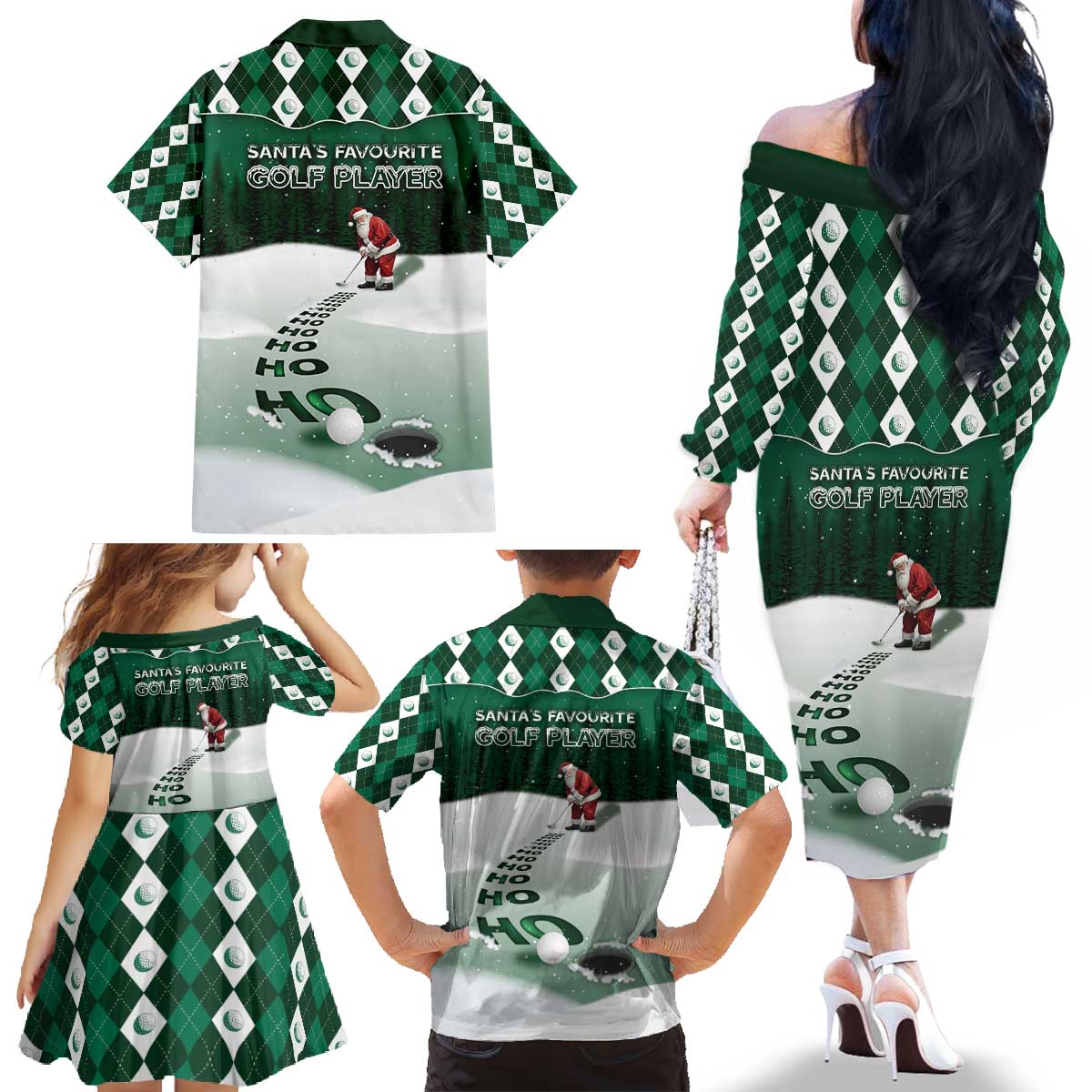 Golf Christmas Family Matching Off The Shoulder Long Sleeve Dress and Hawaiian Shirt Driving Home Fooore Xmas - Wonder Print Shop