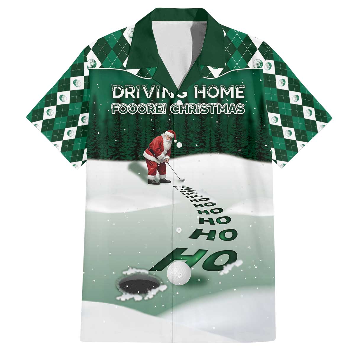 Golf Christmas Family Matching Off The Shoulder Long Sleeve Dress and Hawaiian Shirt Driving Home Fooore Xmas - Wonder Print Shop