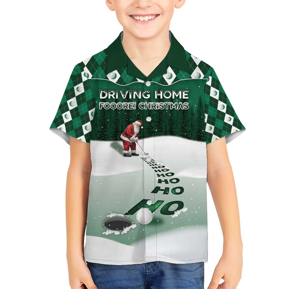 Golf Christmas Family Matching Off The Shoulder Long Sleeve Dress and Hawaiian Shirt Driving Home Fooore Xmas - Wonder Print Shop