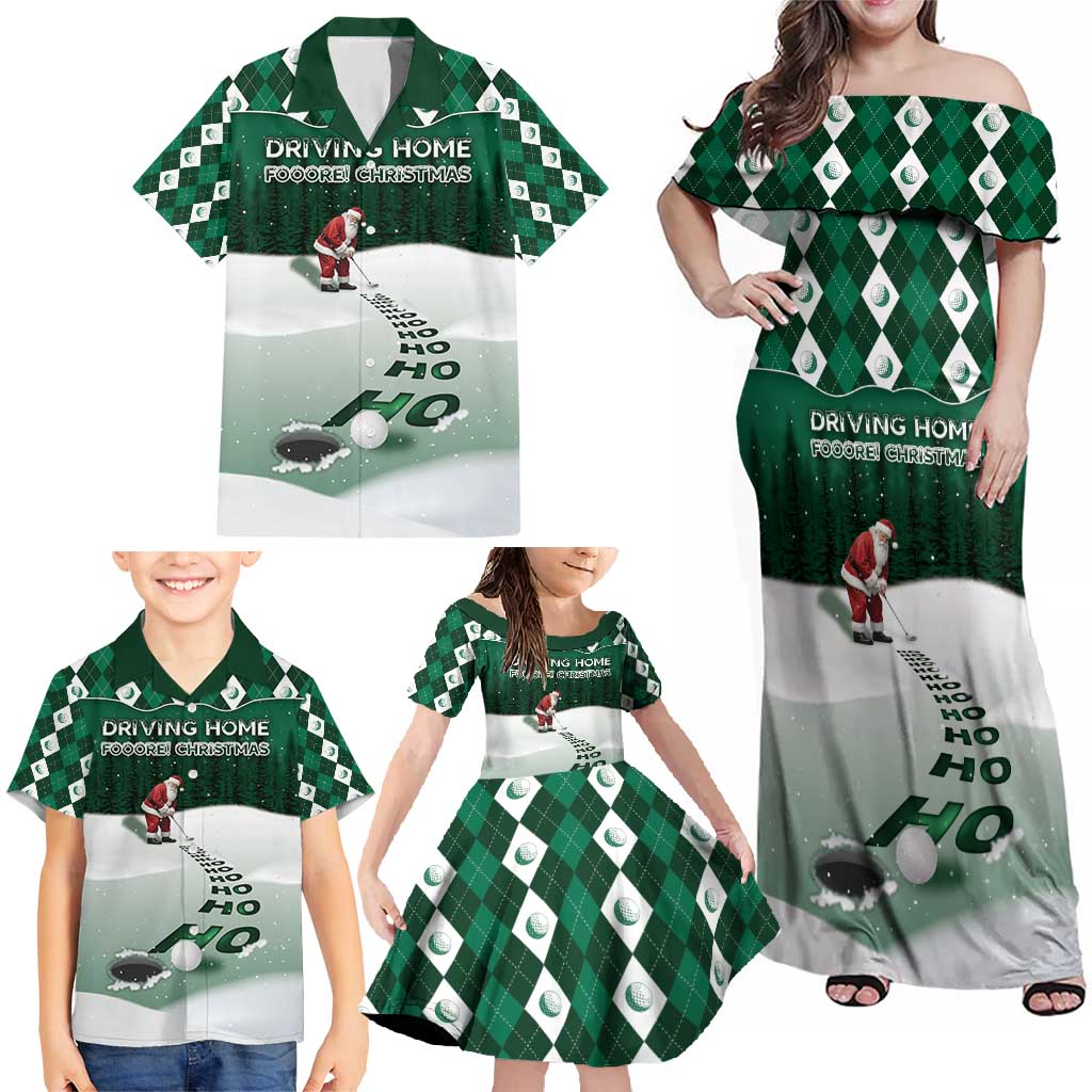 Golf Christmas Family Matching Off Shoulder Maxi Dress and Hawaiian Shirt Driving Home Fooore Xmas - Wonder Print Shop