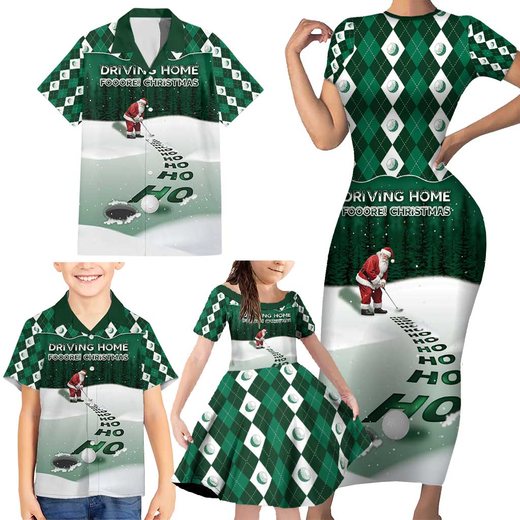 Golf Christmas Family Matching Short Sleeve Bodycon Dress and Hawaiian Shirt Driving Home Fooore Xmas - Wonder Print Shop