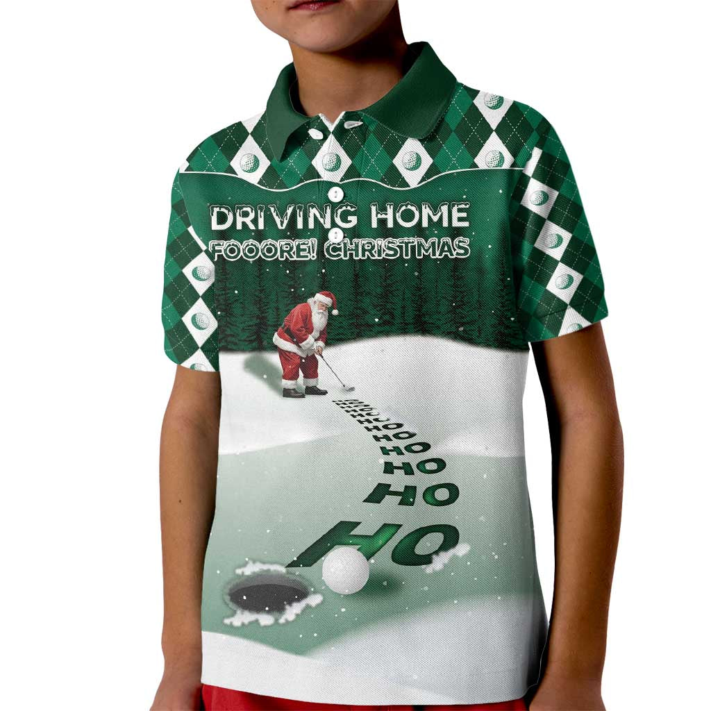 Golf Christmas Kid Polo Shirt Driving Home Fooore Xmas - Wonder Print Shop