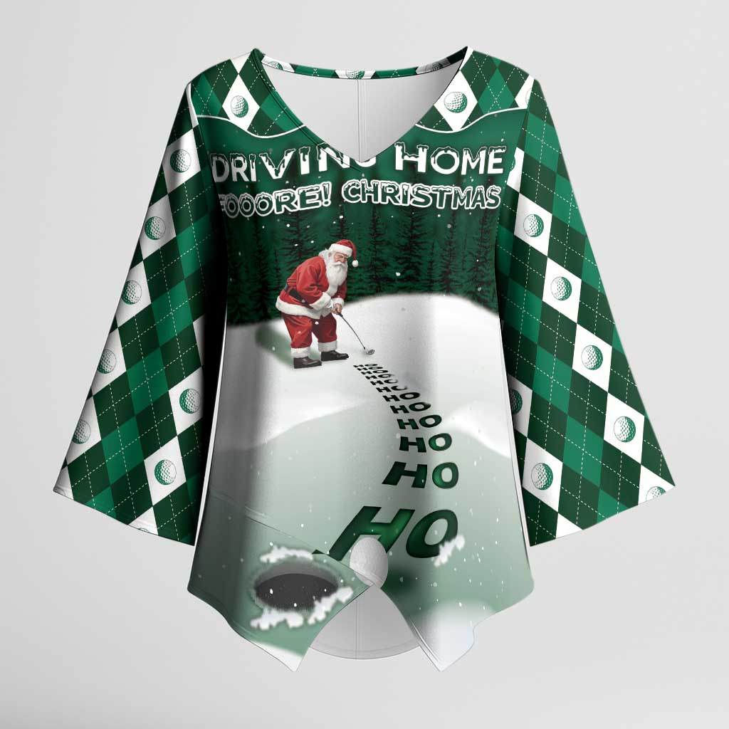 Golf Christmas Kimono Sleeve Blouse Driving Home Fooore Xmas - Wonder Print Shop