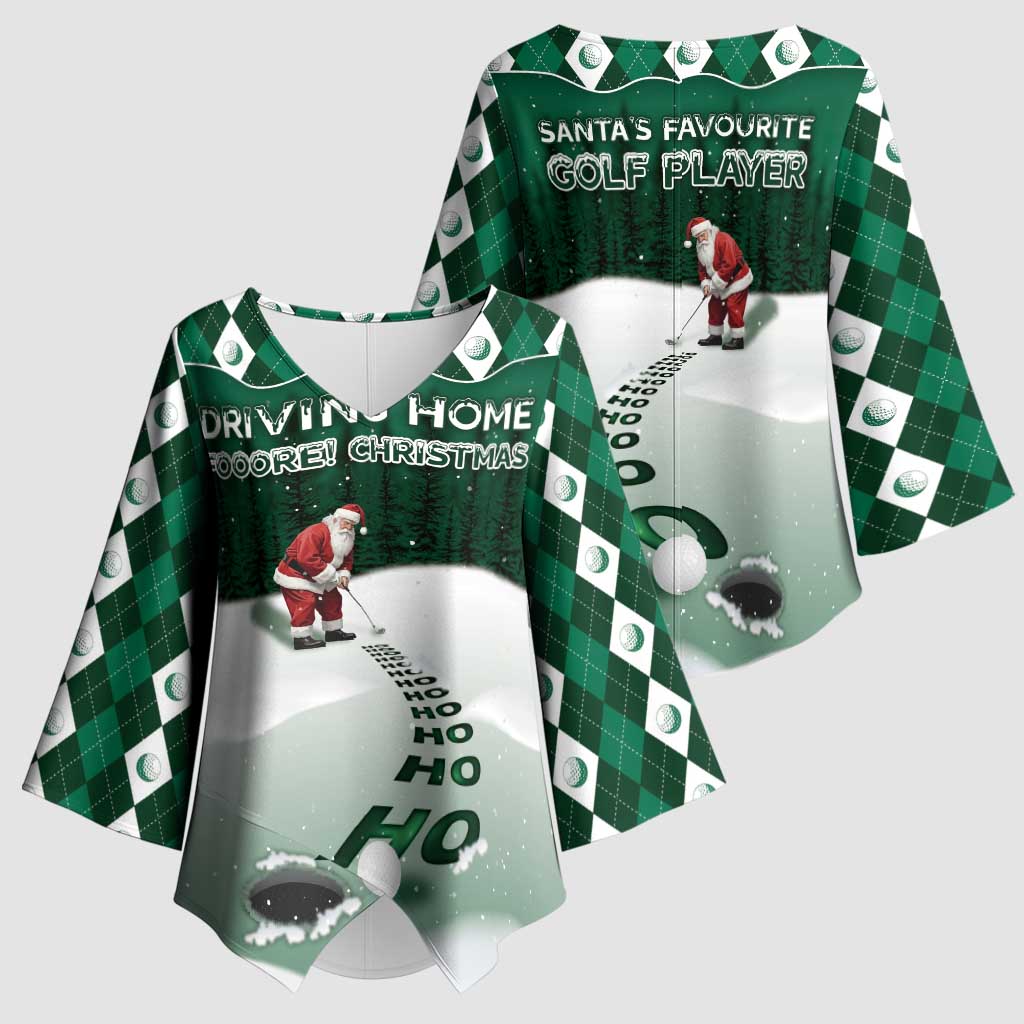 Golf Christmas Kimono Sleeve Blouse Driving Home Fooore Xmas - Wonder Print Shop