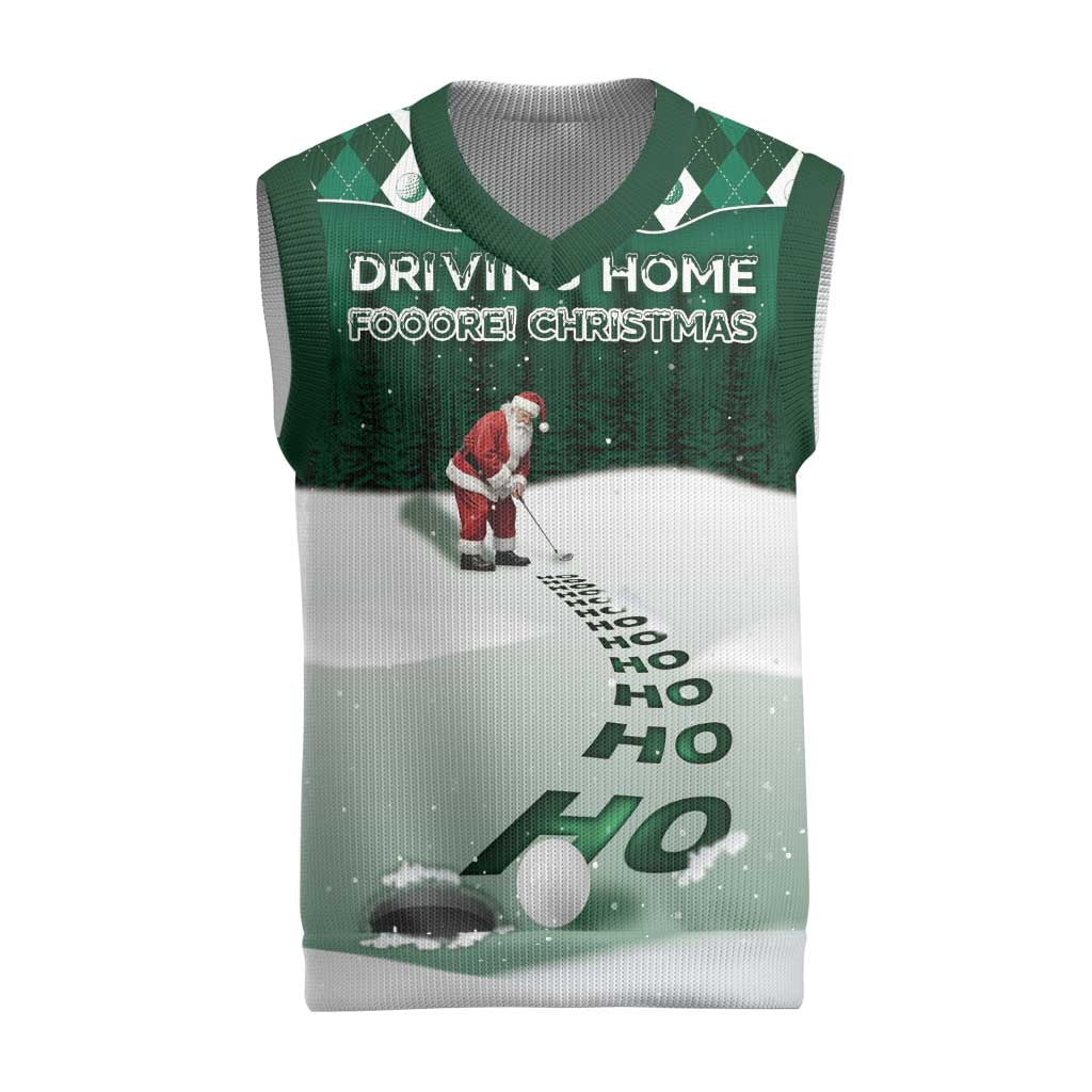 Golf Christmas Knitted V-Neck Vest Driving Home Fooore Xmas - Wonder Print Shop