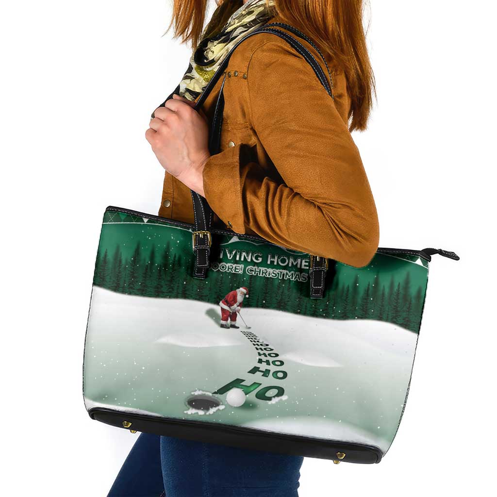 Golf Christmas Leather Tote Bag Driving Home Fooore Xmas - Wonder Print Shop