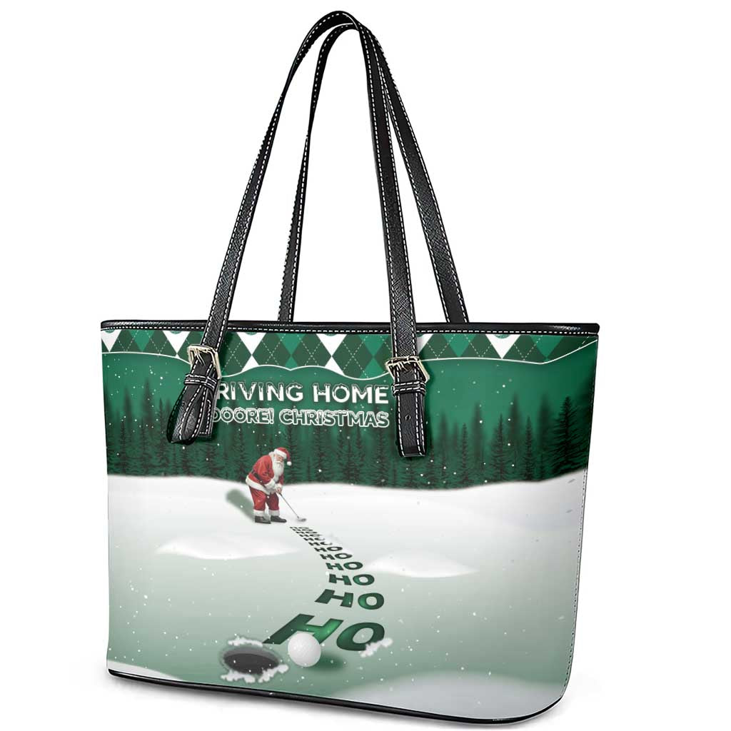 Golf Christmas Leather Tote Bag Driving Home Fooore Xmas - Wonder Print Shop