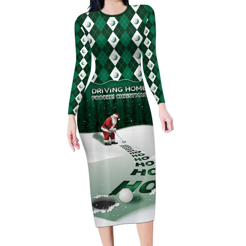 Golf Christmas Long Sleeve Bodycon Dress Driving Home Fooore Xmas - Wonder Print Shop