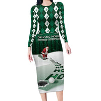 Golf Christmas Long Sleeve Bodycon Dress Driving Home Fooore Xmas - Wonder Print Shop