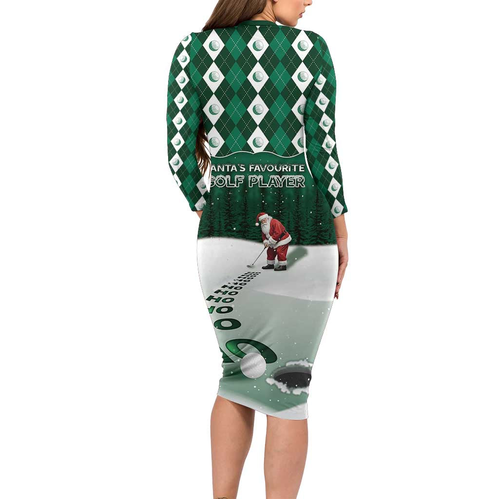 Golf Christmas Long Sleeve Bodycon Dress Driving Home Fooore Xmas - Wonder Print Shop