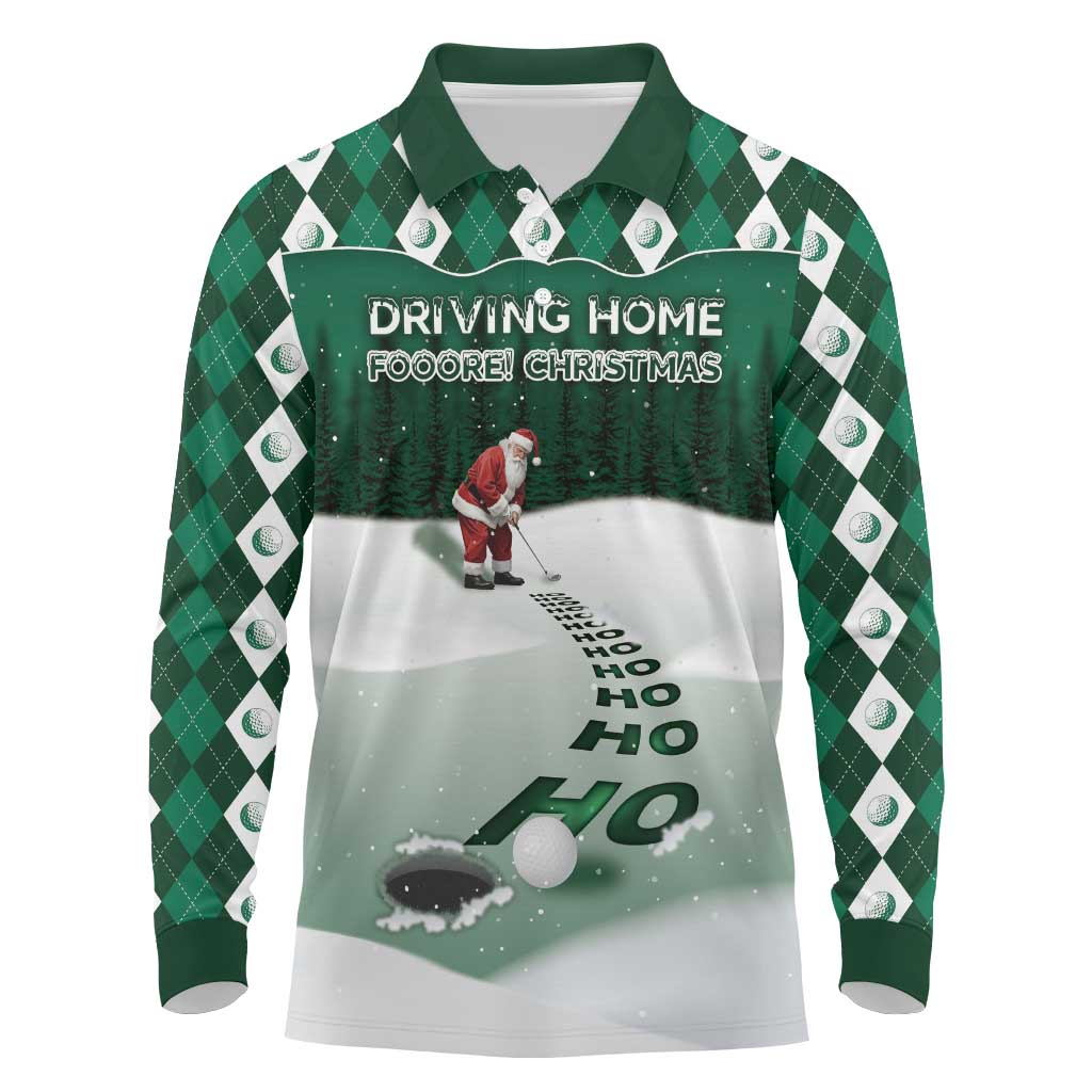 Golf Christmas Long Sleeve Polo Shirt Driving Home Fooore Xmas - Wonder Print Shop