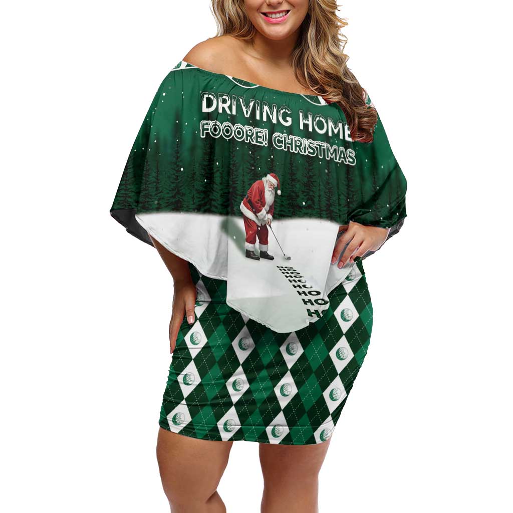 Golf Christmas Off Shoulder Short Dress Driving Home Fooore Xmas - Wonder Print Shop